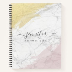 Carnet Monogramme or Rose fille Marbre personnalisé