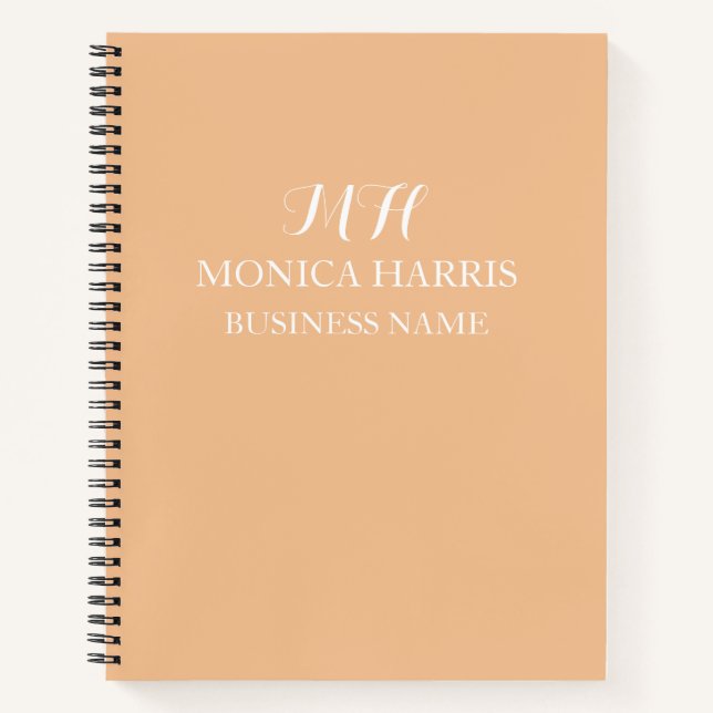 Carnet Monogramme Orange Professionnel Entreprise Initial (Devant)