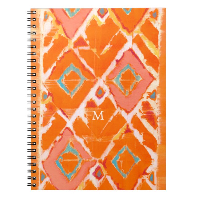 Carnet Monogramme | Orange Tribal II (Devant)