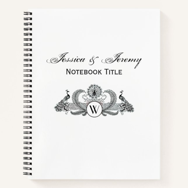 Carnet Monogramme Paons Vintage (Devant)