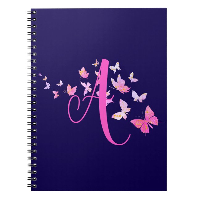 Carnet Monogramme Papillon bleu rose (Devant)