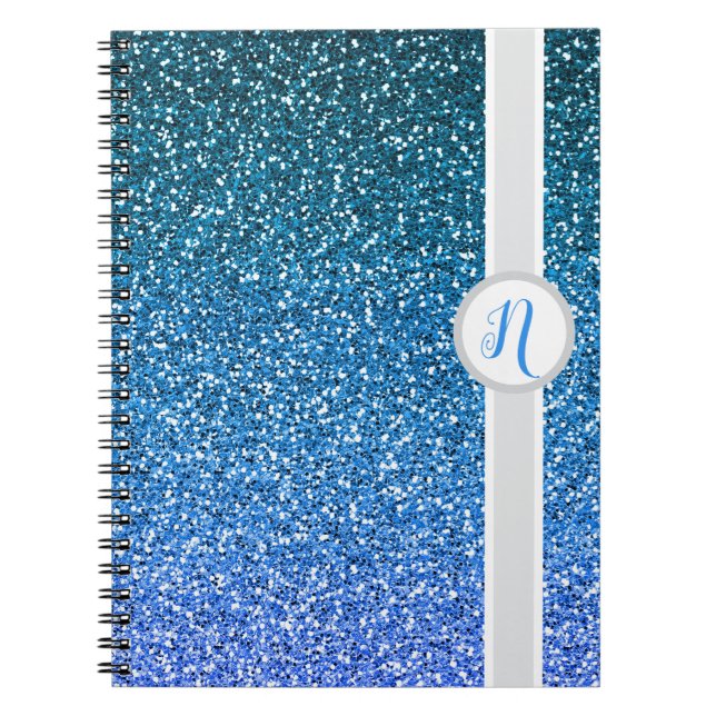 Carnet Monogramme Parties scintillant bleue (Devant)
