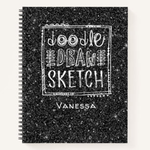 Carnet Monogramme - Parties scintillant noire - Squelette