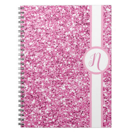 Carnet Monogramme Parties scintillant rose