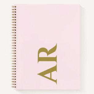 Carnet Monogramme Pastel Rose Or Initiales Minimaliste Ch