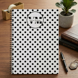 Carnet Monogramme personnalisé 2026 Point noir blanc