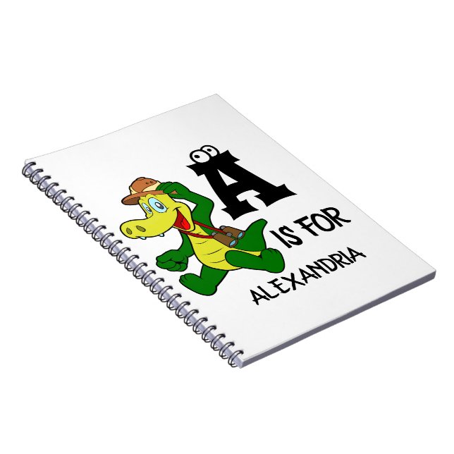 Carnet Monogramme personnalisé A est pour Alligator repti (Côté Droit)