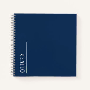 Carnet monogramme personnalisé, bleu foncé moderne