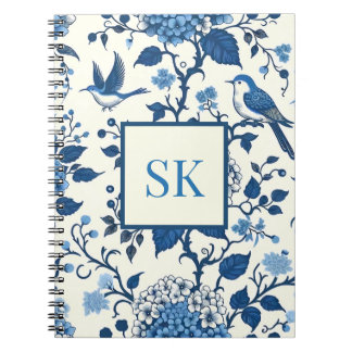 Carnet Monogramme personnalisé Chinoiserie Chic, Hydrange