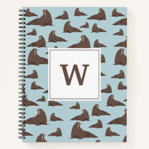 Carnet Monogramme personnalisé Cute Walrus Motif