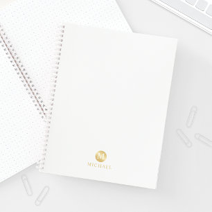 Carnet Monogramme personnalisé de luxe blanc et or