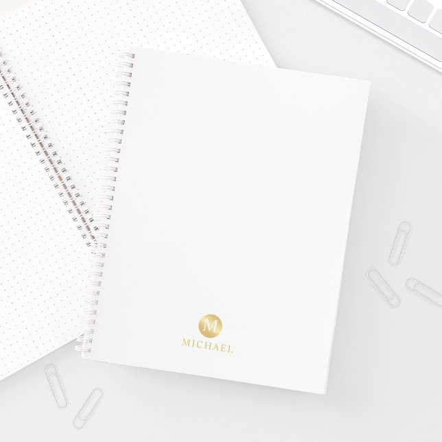 Carnet Monogramme personnalisé de luxe blanc et or (Créateur téléchargé)