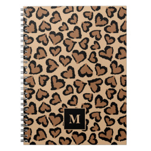 Carnet Monogramme personnalisé de mignon léopard