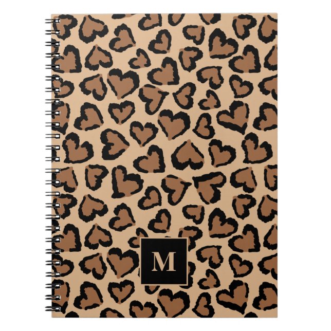 Carnet Monogramme personnalisé de mignon léopard (Devant)