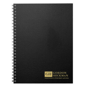 Carnet Monogramme personnalisé en cuir noir simple