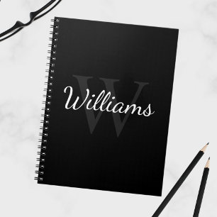 Carnet Monogramme personnalisé et nom noir