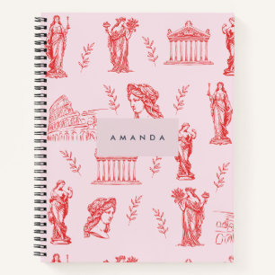 Carnet Monogramme personnalisé Grec Ancien Statue Cadeaux