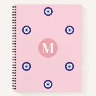 Carnet Monogramme personnalisé motif œil diabolique rose