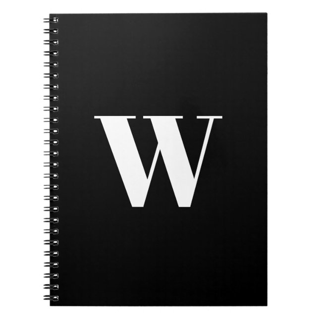 Carnet Monogramme Personnalisé noir blanc initial élégant (Devant)