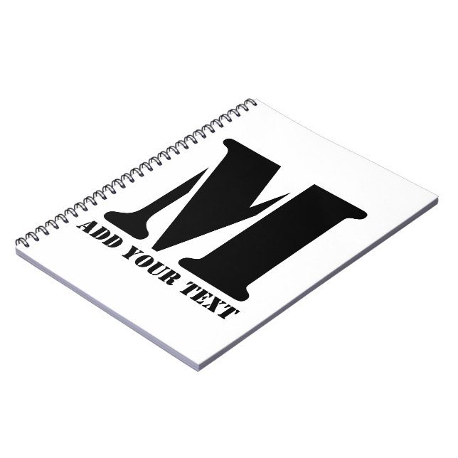 Carnet Monogramme Personnalisé Noir Texte Moderne Personn (Côté gauche)