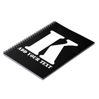 Carnet Monogramme Personnalisé Noir Texte Moderne Personn