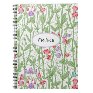 Carnet Monogramme personnalisé par motif floral de pois