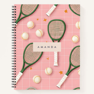 Carnet Monogramme Personnalisé Retro Tennis Racket Motif