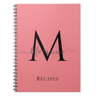 Carnet Monogramme personnalisé rose fille Noir