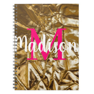 Carnet Monogramme personnalisé rose or personnalisé