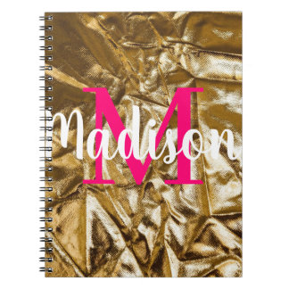 Carnet Monogramme personnalisé rose or personnalisé