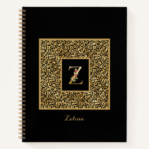 Carnet Monogramme personnel Or Léopard Moderne Lettre Z