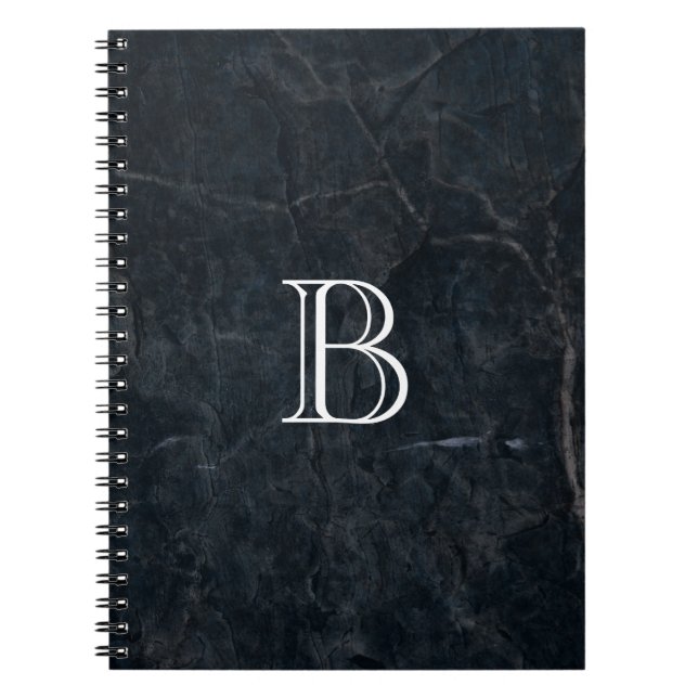 Carnet Monogramme Pierre noire Abstraite Grunge Texture (Devant)