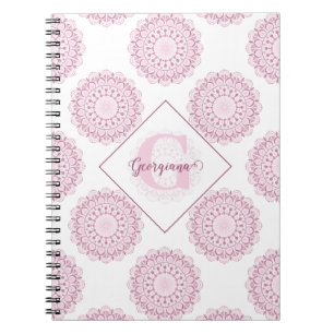 Carnet Monogramme Pink Confetti Lace Polka Dot Mandala