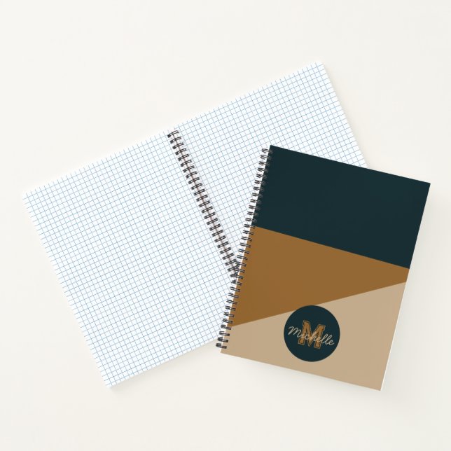 Carnet Monogramme rétro les années 70 Vert Brown bloc de  (Intérieur)
