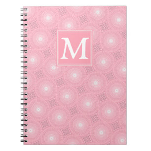 Carnet Monogramme rose cercles motif