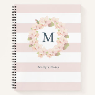Carnet Monogramme rose cerisier en fleurs