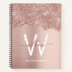 Carnet Monogramme rose Gold Blush Rose Girl Parties scint