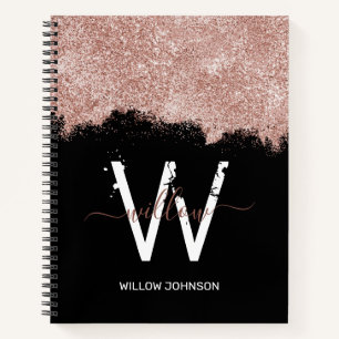 Carnet Monogramme rose Gold Rose Black Girl Parties scint