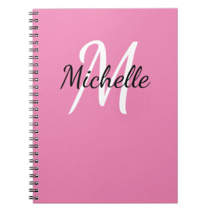 Carnet Monogramme rose minimal pour la fille + Nom initia