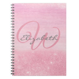 Carnet Monogramme rose ombre Parties scintillant douce