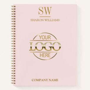Carnet Monogramme rose pâle du logo minimal de l'entrepri
