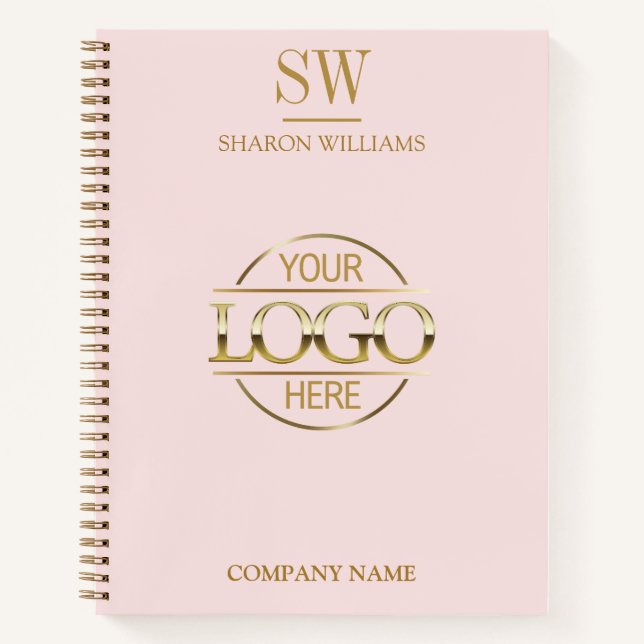 Carnet Monogramme rose pâle du logo minimal de l'entrepri (Devant)