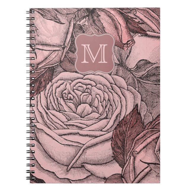 Carnet Monogramme rose pâle Rose (Devant)