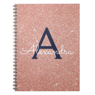 Carnet Monogramme rose Parties scintillant bleue de la Ma