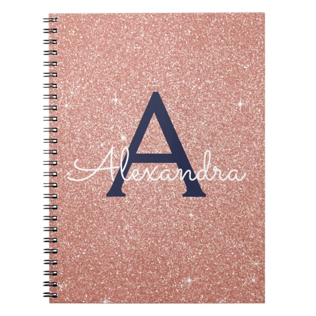 Carnet Monogramme rose Parties scintillant bleue de la Ma (Devant)