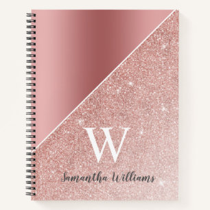 Carnet Monogramme Rose Parties scintillant or Éperche Gir