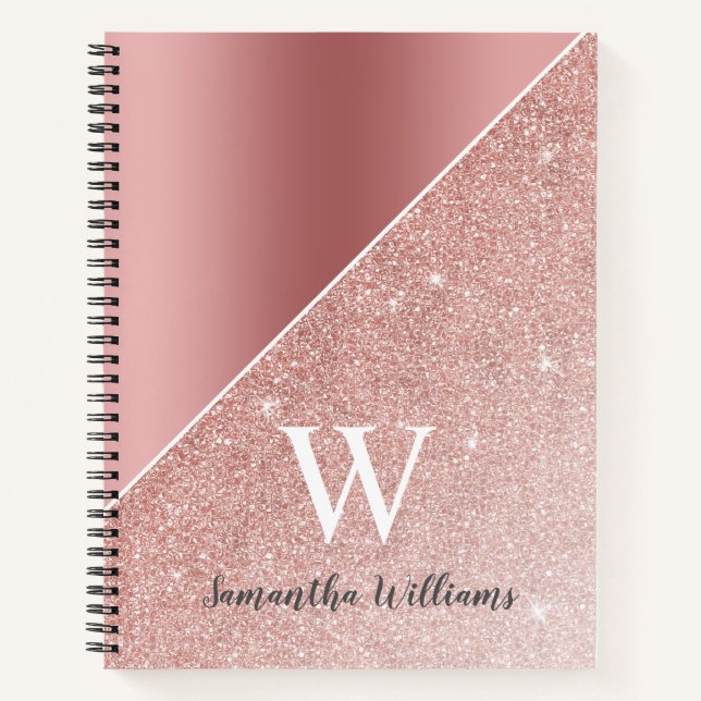 Carnet Monogramme Rose Parties scintillant or Éperche Gir (Devant)