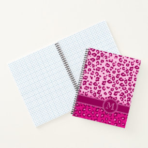 Carnet Monogramme rose poster de animal léopard avec réf 