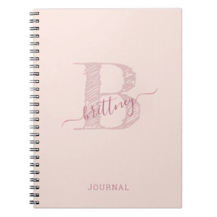 Carnet Monogramme rose Rustique Chic Personnalisé