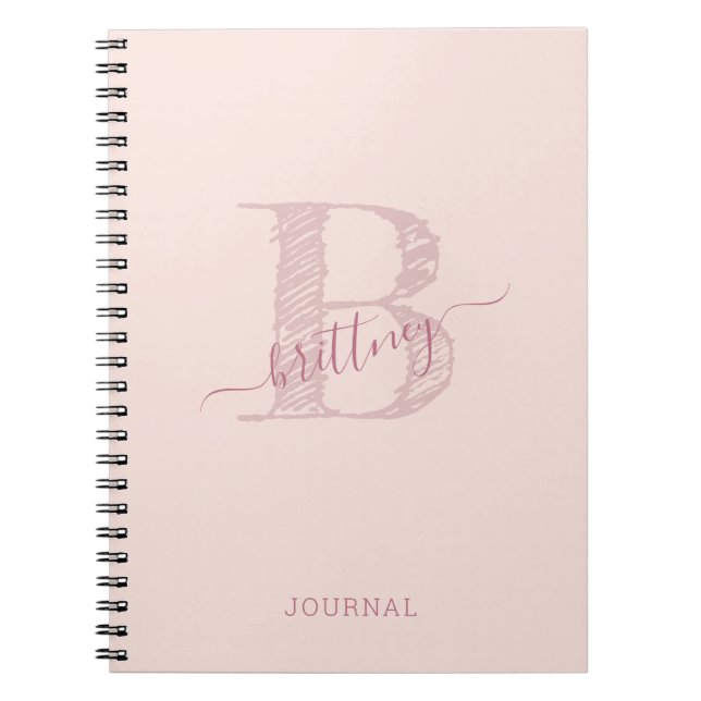 Carnet Monogramme rose Rustique Chic Personnalisé (Devant)